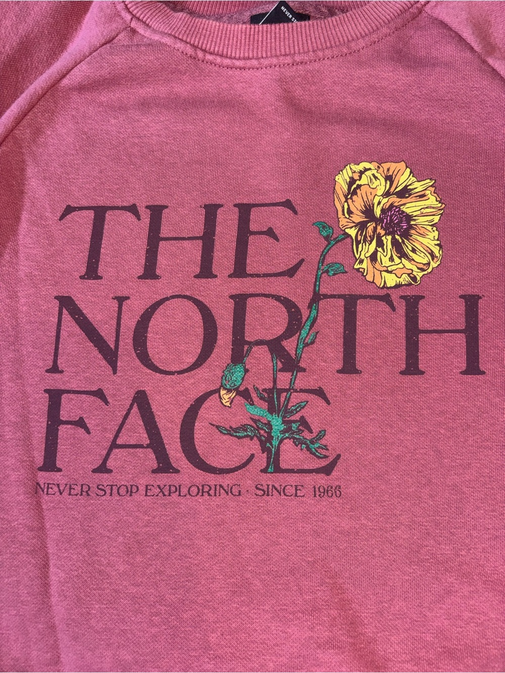 The North Face Women's Pink Crewneck Sweatshirt with Floral Logo - Picture 2 of 6